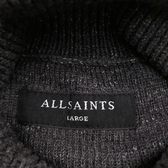All Saints Sweater Mens Large Gray Knit Turtleneck Cotton Casual Work Office - Picture 9 of 12
